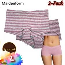NWOT 2-Pack Maidenform L Dream Cotton Tailored Boyshort Underwear DM0002 Stripe