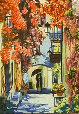 "Romance of Lovers" Printed Needlepoint Tapestry Canvas 12995