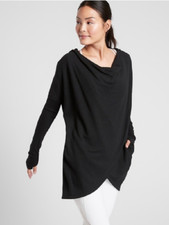 Athleta Black Purana Wrap Fitness Sweatshirt Top 486073 NWT XS Xtra-Small