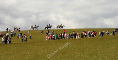 Photo 6x4 Riders on Gala Hill Galashiels A crowd has gathered to watch th c2010