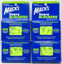 4PK Mack's Snore Blockers Earplugs W/ Case 32 Decibels ~ 12 Pairs Each ~ SEALED