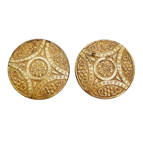 Vintage Miriam HASKELL Earrings Stamped Embossed Floral Signed Jewelry