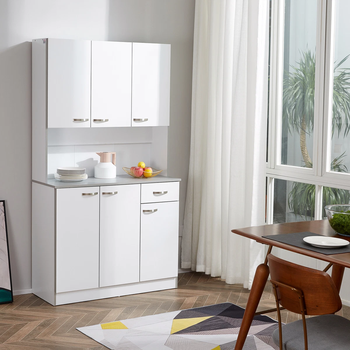 Kitchen Storage Cabinet with 6 Doors Drawer Adjustable Shelves