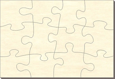 Blanko Holz-Puzzle Rechteck, 12 Teile, 28x19 cm, zum Selbst Bemalen - Bild 1 von 2