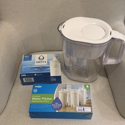 Brita Water Filter Pitcher + 7 Replacement Filters (3 Brita + 4 Universal) 