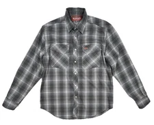 SIMMS Gallatin Flannel Shirt Mens Medium Black Gray Plaid Snap Front Western