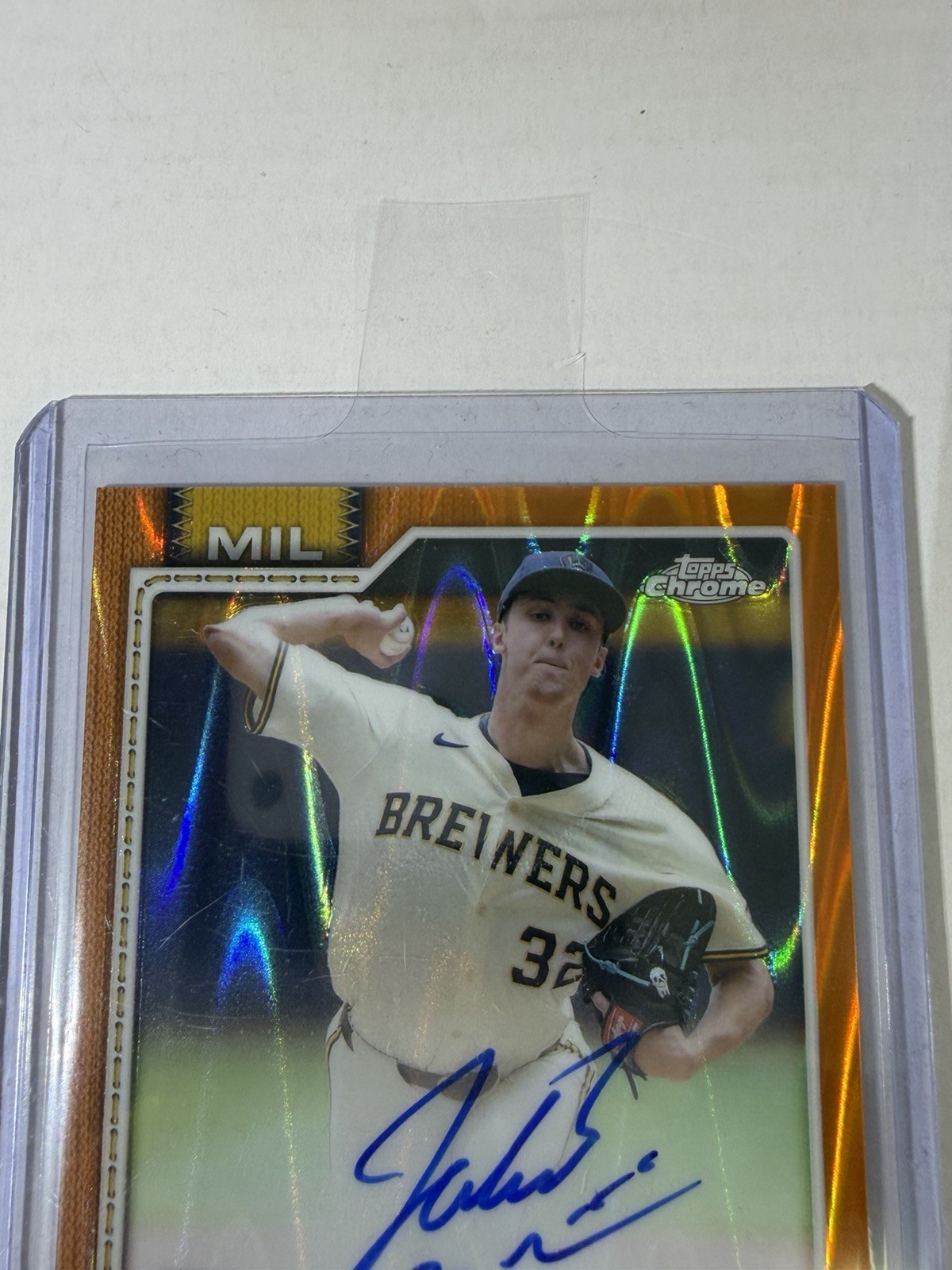 2026 Topps Chrome Baseball Jacob Misiorowski Orange Raywave Auto 11/25 CASEHIT￼ view 10