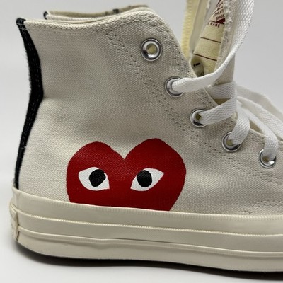 Converse Chuck 70 Comme des Garcons PLAY Cream Red Heart Sneaker Women's Size 8