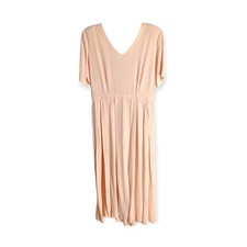Vtg Peach Pink Short Flutter Sleeve Cutout Midi Dress 14 Cottagecore Coquette