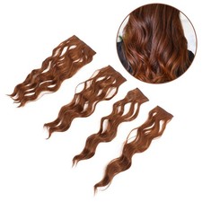 4 Pcs Hair Extensions Wavy Clip In Hair Pieces High Temperature Silk For Women