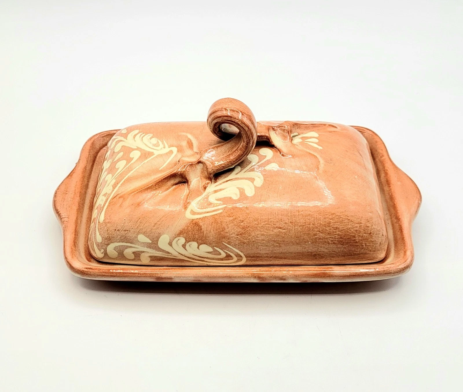 FF Griffi Cassis Corsica Covered Terracotta Butter Dish Hand Painted Glazed