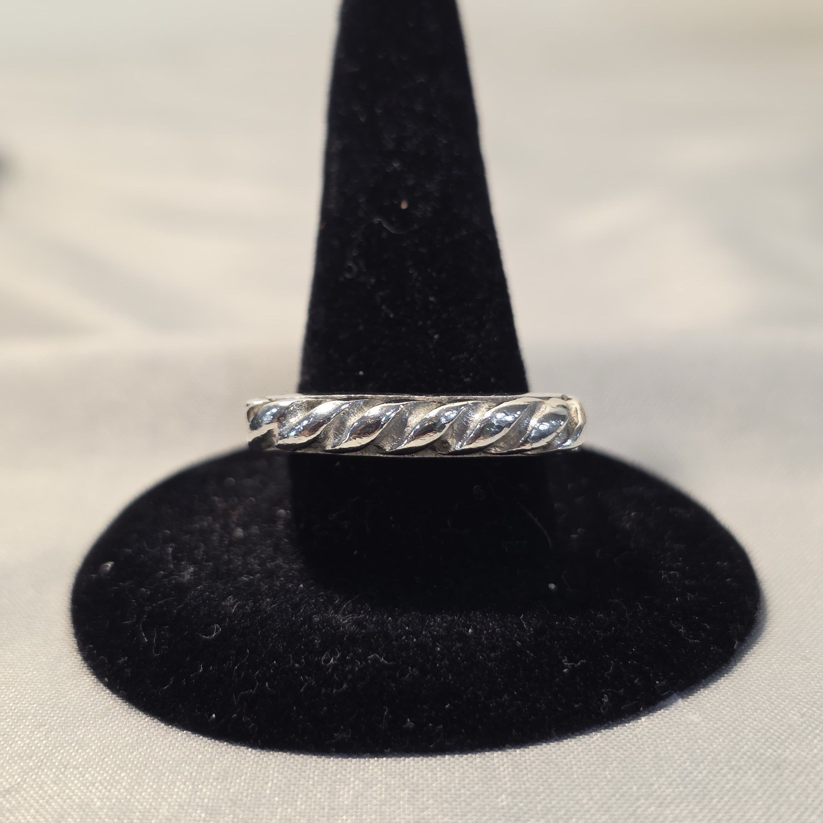 925 Solid Sterling Silver Twisted Bar Ring Size 6… - image 2