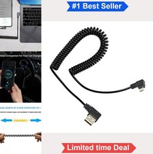 Coiled USB Cable Micro USB Right Angle 90 Degree 480 Mbps Data Sync Charging