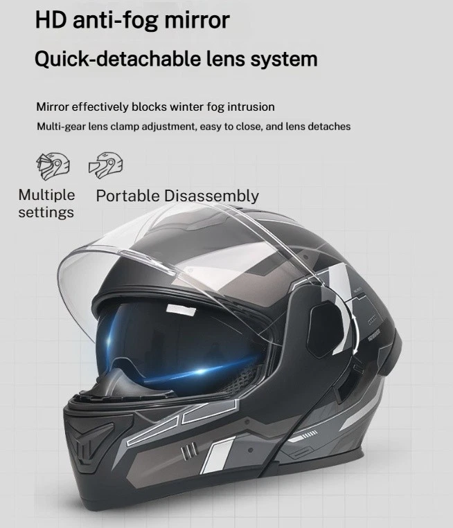 Casco de motocicleta abatible modular certificado por el DOT doble lente casco facial completo para hombres Foto 2 de 4