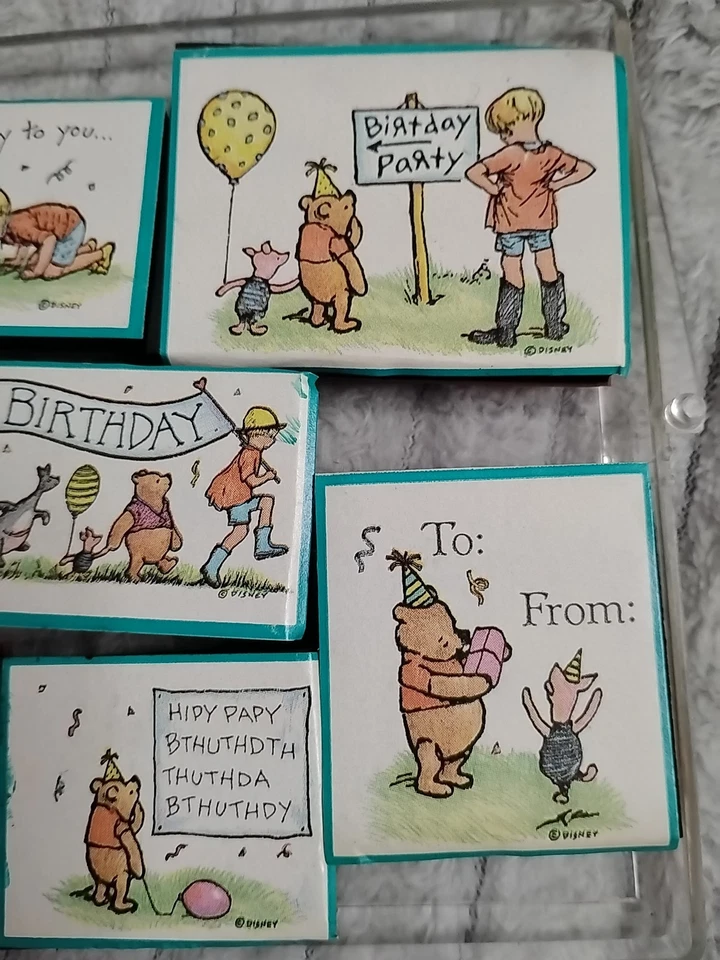 Juego de estampillas de goma clásicas de Winnie The Pooh de colección para toda la noche raras usadas Foto 3 de 4