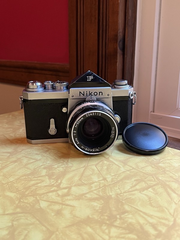 Nikon F 35mm Film SLR Camera with Black F Eye Level Finder + Nikkor 50mm f2 Lens