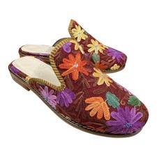 Embroidered Slippers US-8 EU-38 sole-hard leather. lining-leather for Women