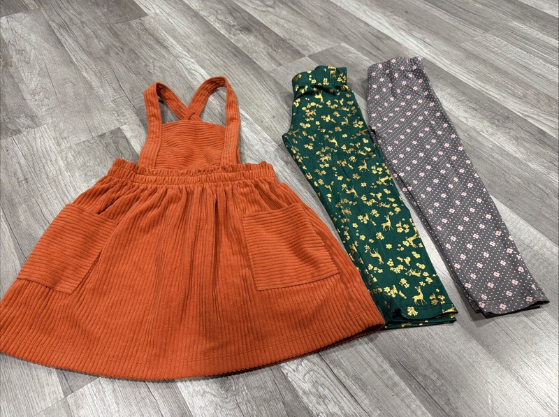 Girls Lot Of Sz 4T Leggings And Dress 