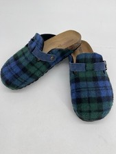 Sundance Blue And Green Plaid Wool Clogs Women 37/6.5