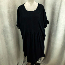 Old Navy Dress Womens XXL Black Pleated Short Sleeve 2XL Knee Length Back