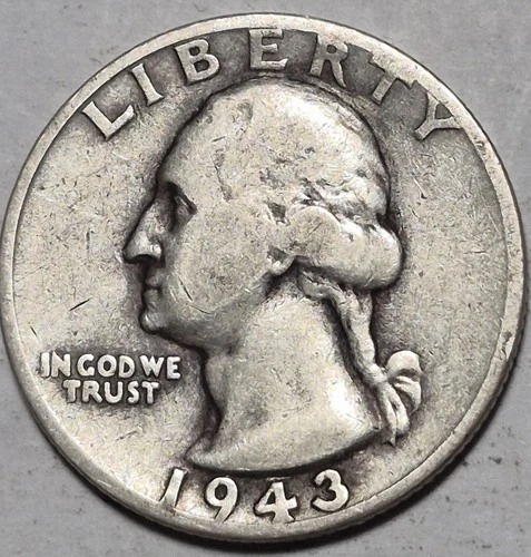 1943S Washington Silver Quarter. Very Good Condition.