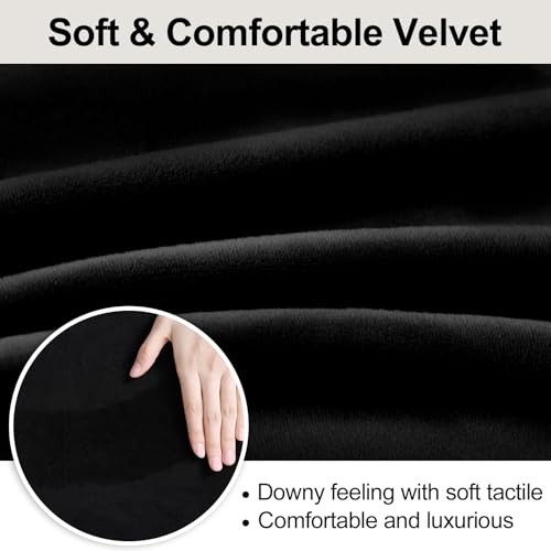 Velvet Stretch Chair Covers for Dining Room Soft Fit Removable Set of 4 Black - Picture 4 of 7