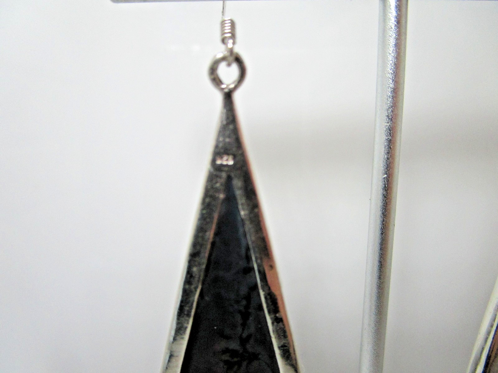 Vintage Abalone Iridescent Triangle Sterling Wire… - image 10