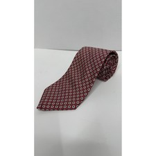 Brooks Brothers Makers Red Silk Geometric Floral Medallion Tie Made in USA Italy