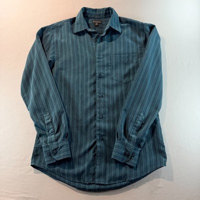 George Blue Stripe Button Up Shirt Men s S (34 36) Long Sleeve Casual