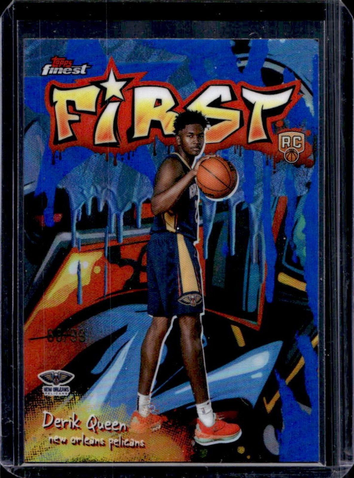 2025-26 Topps Finest Derik Queen First RC Blue Refractor Rookie #/99 Pelicans