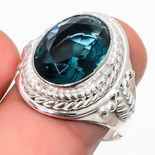 London Blue Topaz Gemstone 925 Sterling Silver Jewelry All Size Ring For Gift