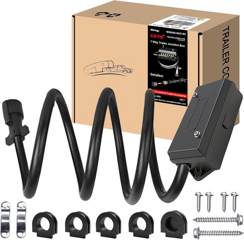 7 Pin Trailer Wiring Harness Kit 6 Feet, 7 Gang Waterproof Junction Box with Hea - Picture 11 of 27