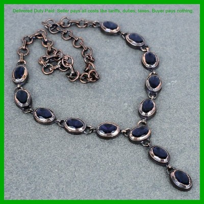 Copper African Amethyst Gemstone Electroformed Chain Wife Gift Necklace Jewelry