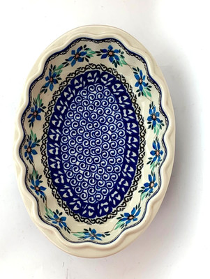 Ceramika Artystyczna Polish Pottery Oval Baker 10x7'' Bolaslawiek Shady Spring