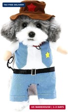 Halloween Cowboy Dog Costume - Pet Clothes Costumes with Hat for Dog and Cat Blu