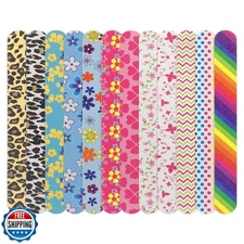 LNAUJS 12PCS Professional Double-Sided 100/180 Grit Nail Files Colorful Manic