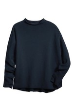 NEW Frank Eileen Effie Long-Sleeve Funnel Neck Capelet ROYAL NAVY L T3499