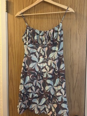 Vintage 90s Y2K Dress Size Small Mini Dress Brand Sunday Best Blue Floral Print