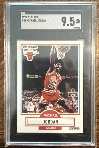 MICHAEL JORDAN~CHICAGO BULLS~1990 FLEER SGC-9.5 MINT+ GRADED CARD #26 (NEW CASE)