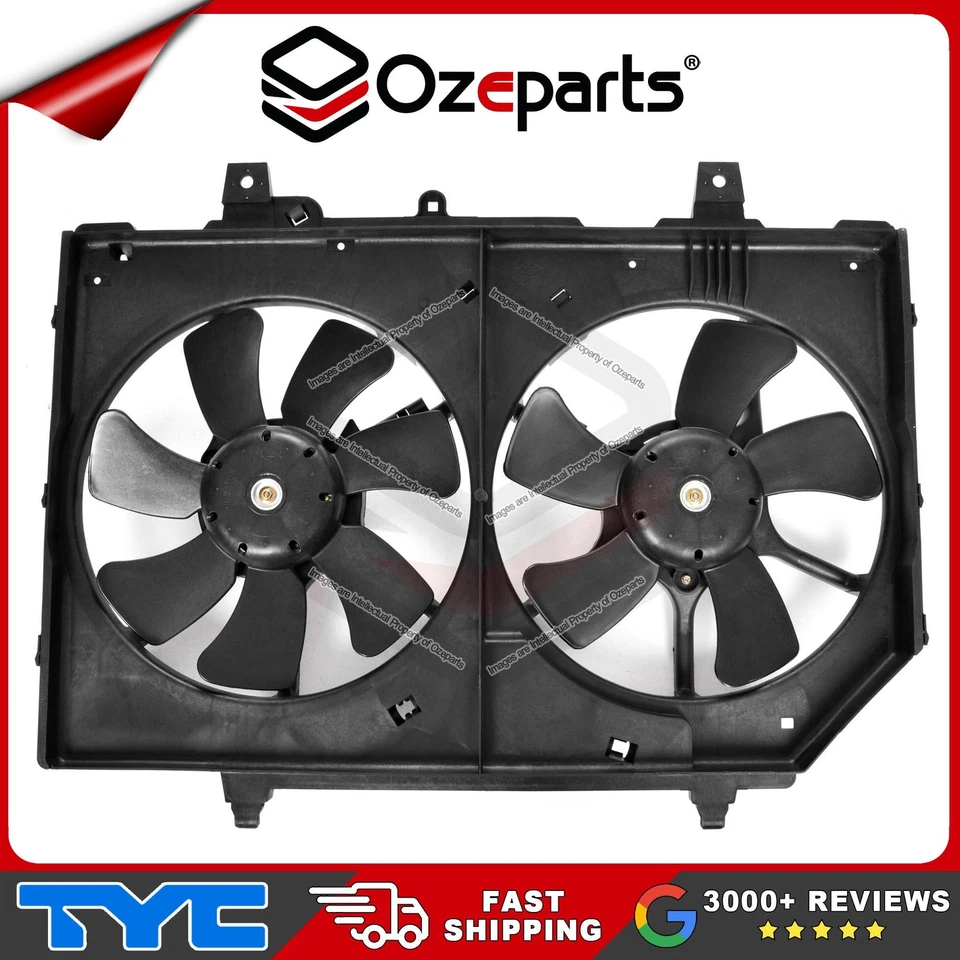 AC + Radiator Cooling Thermo Fan Assy Dual For Nissan XTrail X-Trail T30 03~07 - Image 3 of 4