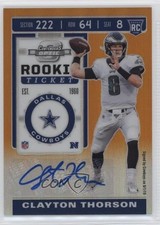 2019 Contenders Optic Rookie Ticket Orange Prizm 19/50 Clayton Thorson Auto 13c1