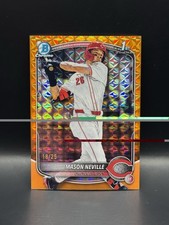 2024 Bowman Chrome Orange Geometric Refractor Mason Neville Reds BDC-109 /25
