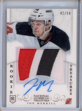 2013-14 National Treasures Jon Merrill Rookie Treasures Autograph Patch #d/99