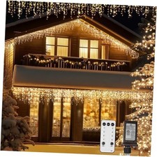 Icicle LED Christmas Lights Outdoor 49.2FT 8 Modes with 80 520 LED Warm White