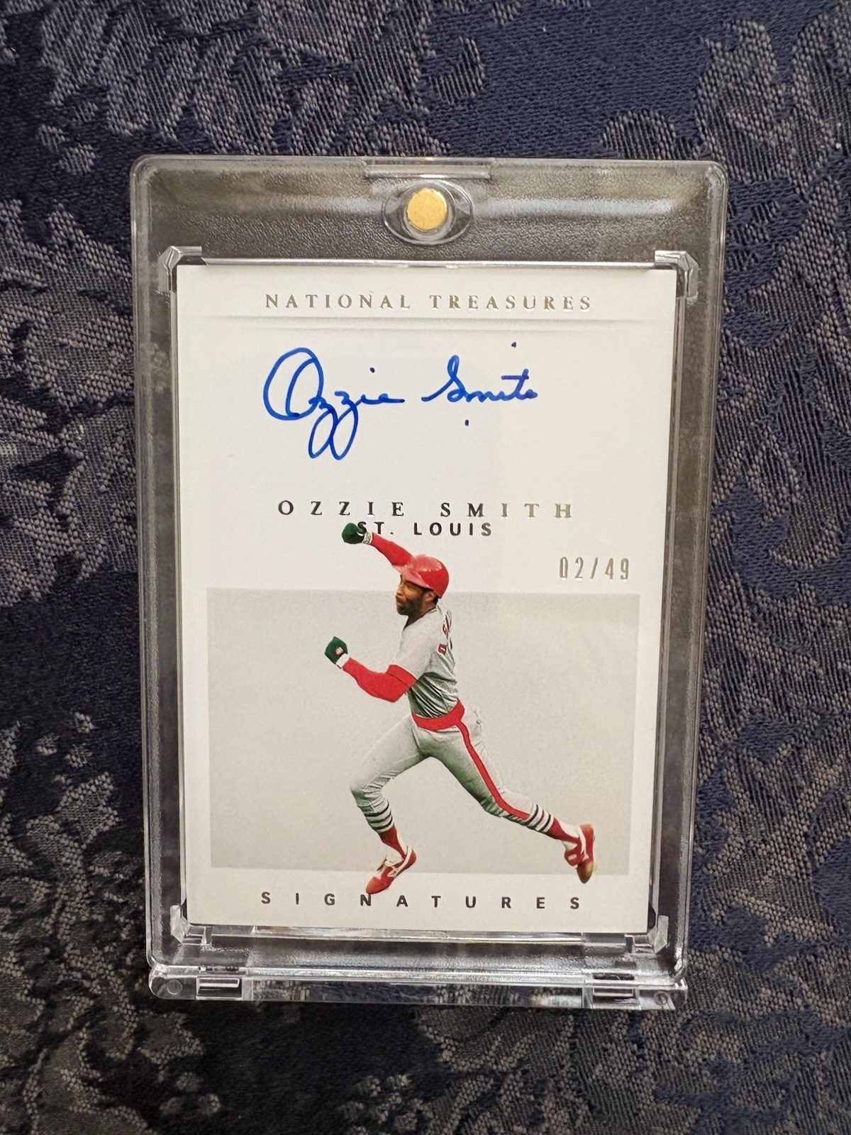 OZZIE SMITH 2021 National Treasures Signatures Auto Card 02/49 SP CARDINALS HOF view 1