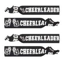 50 Pack Black Cheer Bracelets for Girls, Ponytail Holder for Cheerleader Gifts