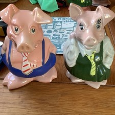 2 NatWest Wade Piggy Bank Money Boxes Pigs -Vintage