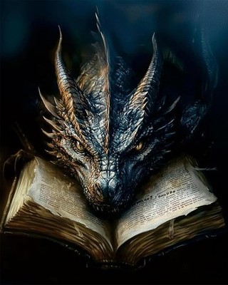 Dragon Paint by Numbers Kit for Adults,Black Dragon and Book Paint by Number Kit
