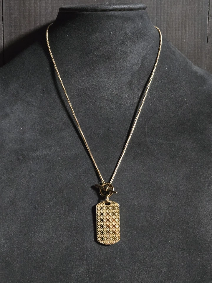 Collar Michael Kors Etiqueta de Perro Oro Transparente Diamante Estrás Cadena Colgante Foto 3 de 4