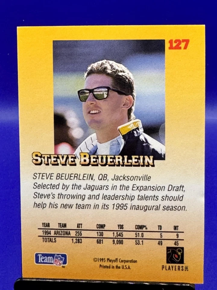 1995 Playoff Prime Steve Beuerlein #127 Minis Jacksonville Jaguars - Image 2 of 2